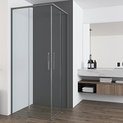 Душевой уголок Vincea Ultima VSS 90*80*200 профиль вороненая сталь без поддона