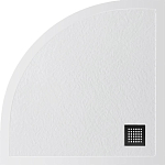 Душевой поддон BelBagno Uno 90*90*3,5 четверть круга белый с сифоном и черной матовой декоративной накладкой