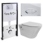 Комплект инсталляции Toni Arti Lamoli, клавиша смыва Freto глянцевый хром