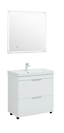 Комплект мебели Aquanet Ирис New 80 белый глянец напольная (2 ящика, ручки дополнительно на выбор)