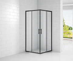 Душевой уголок Cezares ECO-O-A-2-90-C-NERO 90*90*190 профиль черный матовый с поддоном