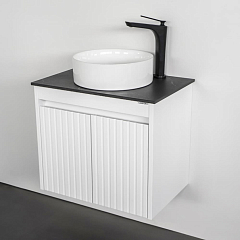 Тумба с раковиной Comforty Двина 60ПД белая матоовая с черной столешницей с отверстием под смеситель (раковина Comforty 9111) Тумба с раковиной Comforty Двина 60ПД белая матоовая с черной столешницей с отверстием под смеситель (раковина Comforty 9111)