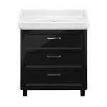 Тумба под раковину Kerama Marazzi Pompei 80 черная глянцевая, 3 ящика