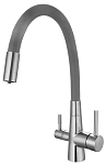 Смеситель Esko Coral CL 03 G для кухни с подключением к фильтру, нержавеющая сталь, серый Смеситель Esko Coral CL 03 G для кухни с подключением к фильтру, нержавеющая сталь, серый